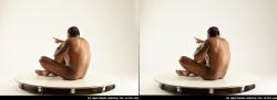 Nude Man Black Sitting poses - simple Muscular Short Black Sitting poses - ALL 3D Stereoscopic poses Realistic